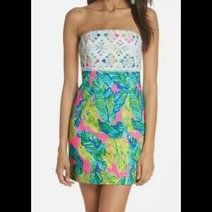 (GB16) Lilly Pulitzer Strapless Lace Dress, Sz 12